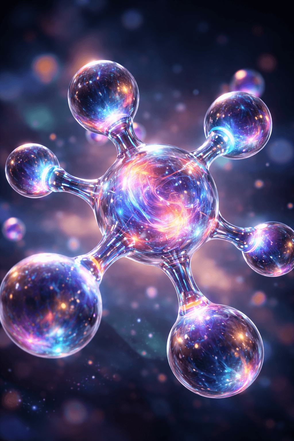 AI-generated molecular structures showing synthetic intelligence in chemistry research