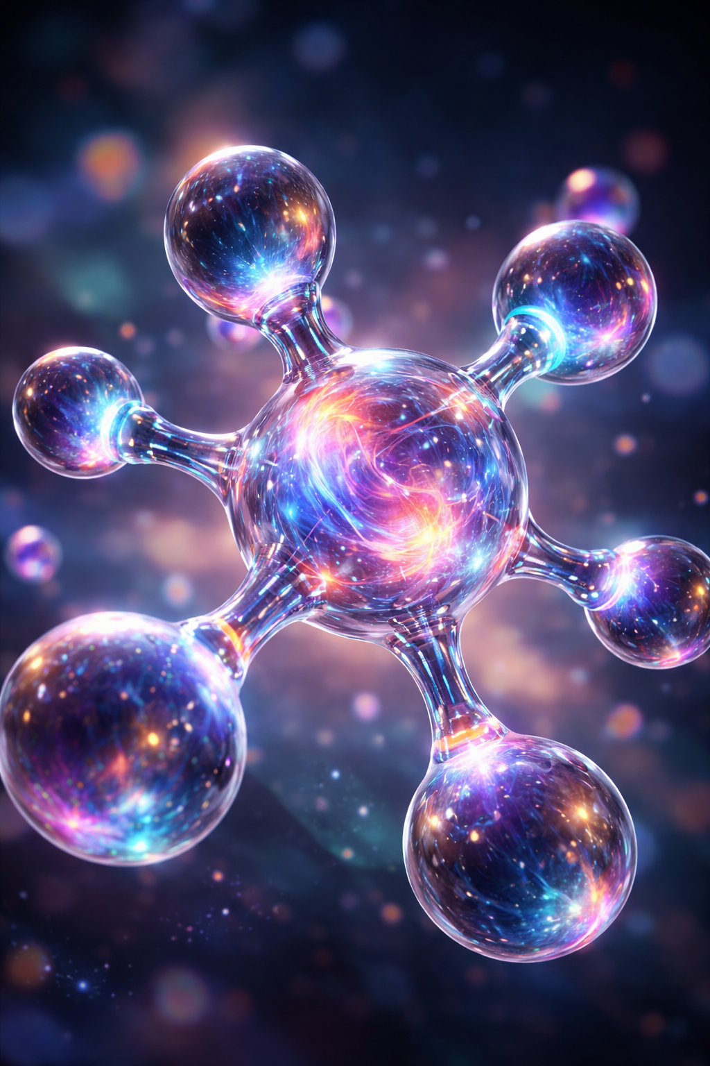 AI-generated molecular structures showing synthetic intelligence in chemistry research