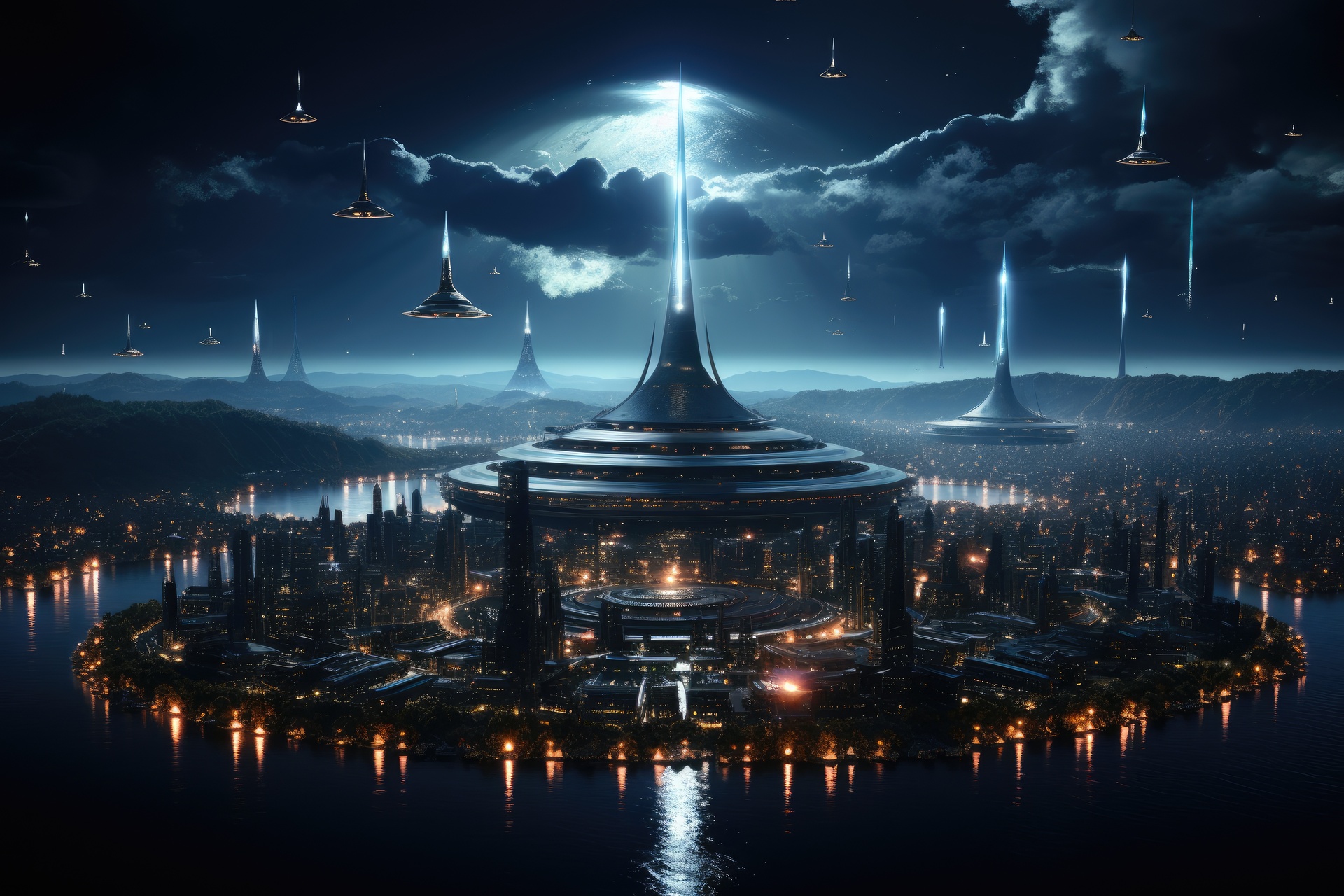 Abstract alien-like architectural structures