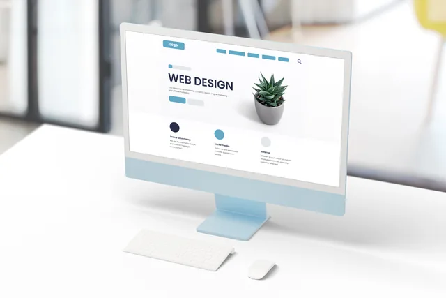 Modern web design on office desk - professional and trustworthy